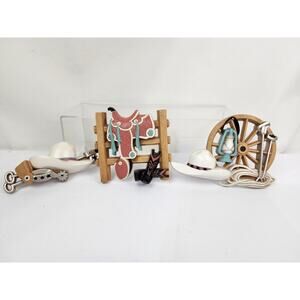 3 pc Set Burwood Southwest Cowboy Western Wall Decor Teal Turquoise Made in USA